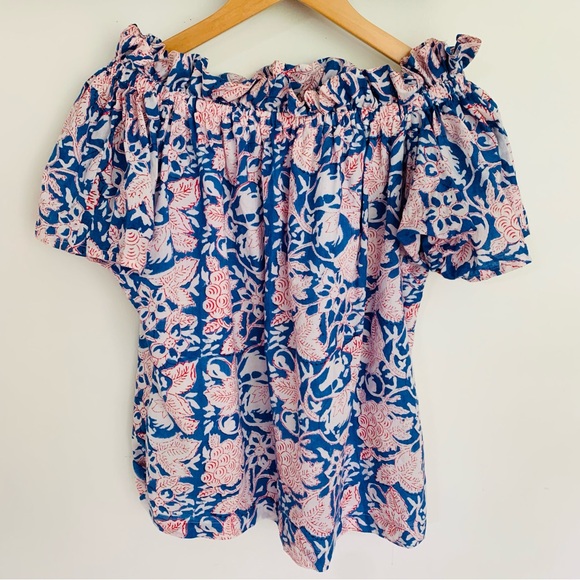 HOLLY SHAE DESIGN Kate Blouse in blue & red floral - Picture 1 of 6